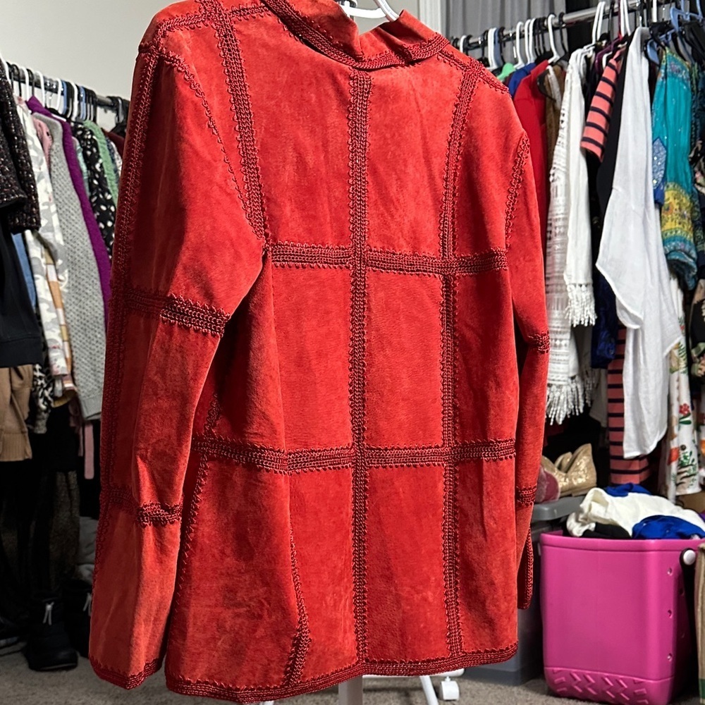 Elegant Red Leather blend Blazer - Picture 5 of 5